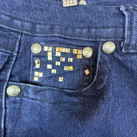 Y2K Style & Co Ankle Jeans Womens 12 Petite Blue Stretch Gold Studded Cropped - Picture 3 of 11
